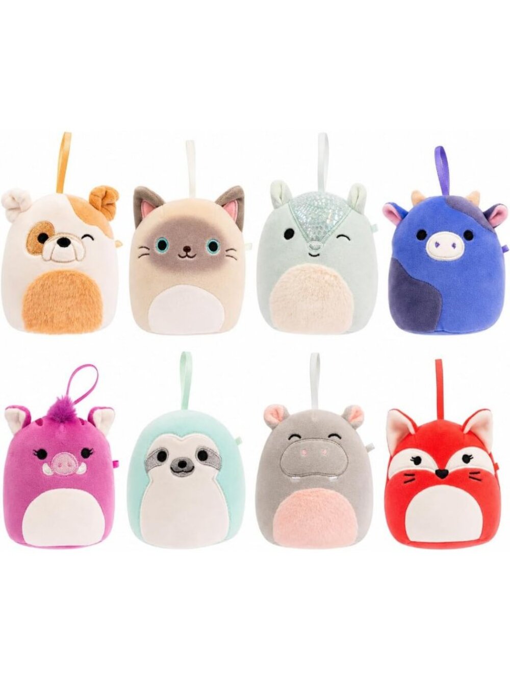 Adorable 4-Inch Plush Animal Ornaments - 8-Pack Soft Collectible Toys